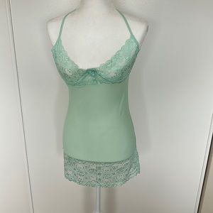Pistachio green lingerie dress with matching thong